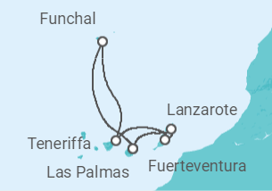 7 Night Canary Islands Cruise On AIDAcosma Departing From Las Palmas Gran Canaria itinerary map