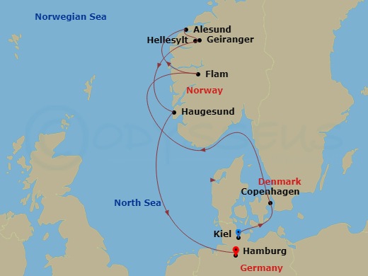 8 Night Norwegian Fjords Cruise On MSC Euribia Departing From Kiel itinerary map