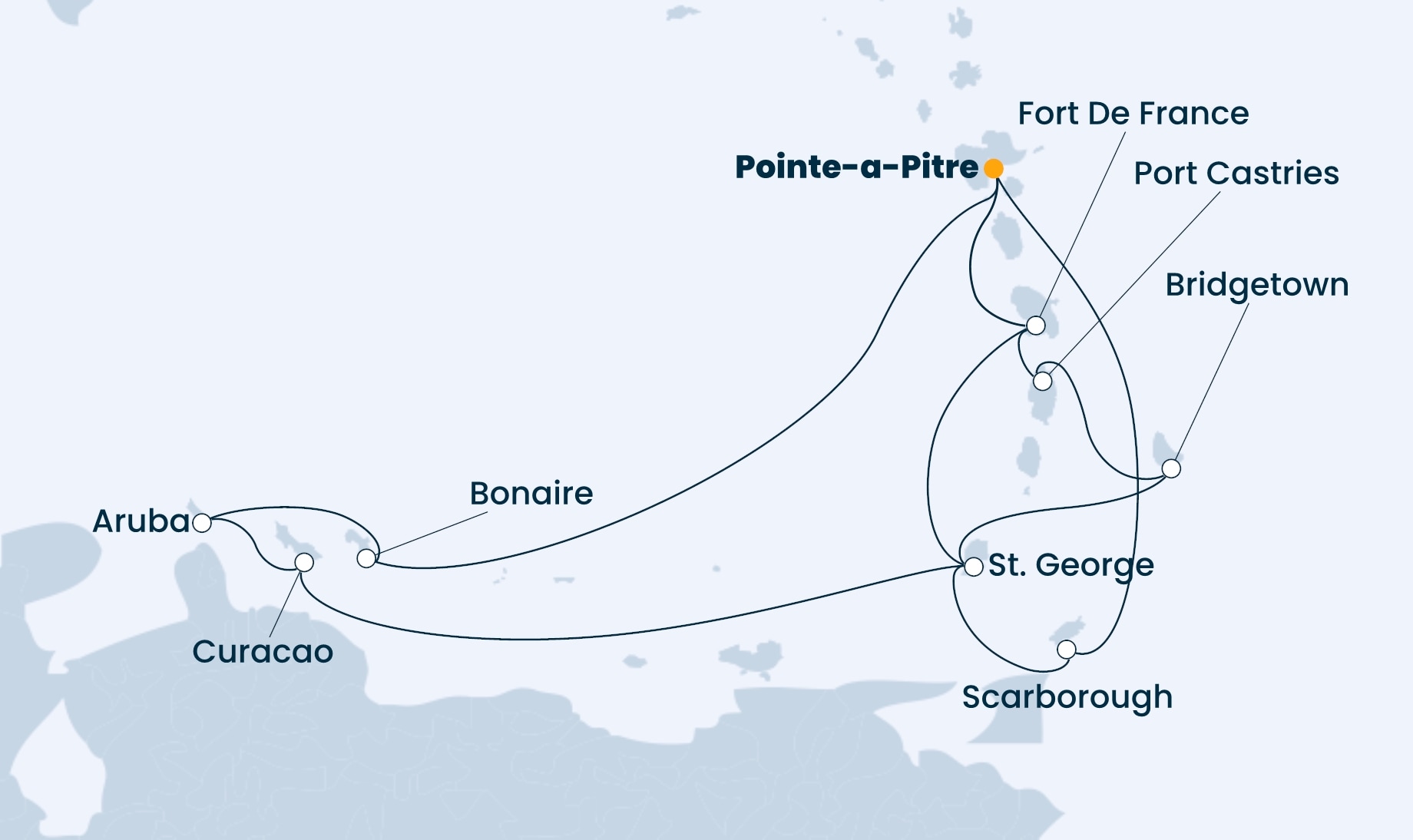 14 Night Caribbean Cruise On Costa Fascinosa Departing From Pointe A Pitre itinerary map