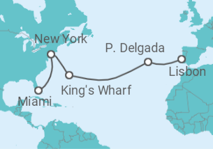 15 Night Transatlantic Cruise On MSC Divina Departing From Miami itinerary map