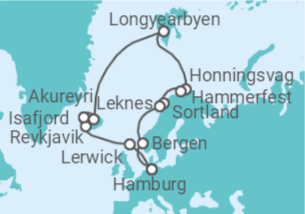 19 Night Northern Europe Cruise On AIDAluna Departing From Hamburg itinerary map
