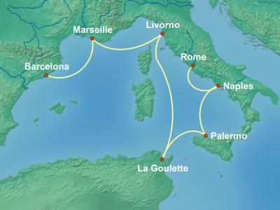 7 Night Mediterranean Cruise On Oosterdam Departing From Civitavecchia Rome itinerary map