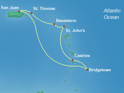 7 Night Caribbean Cruise On Celebrity Millennium Departing From San Juan itinerary map