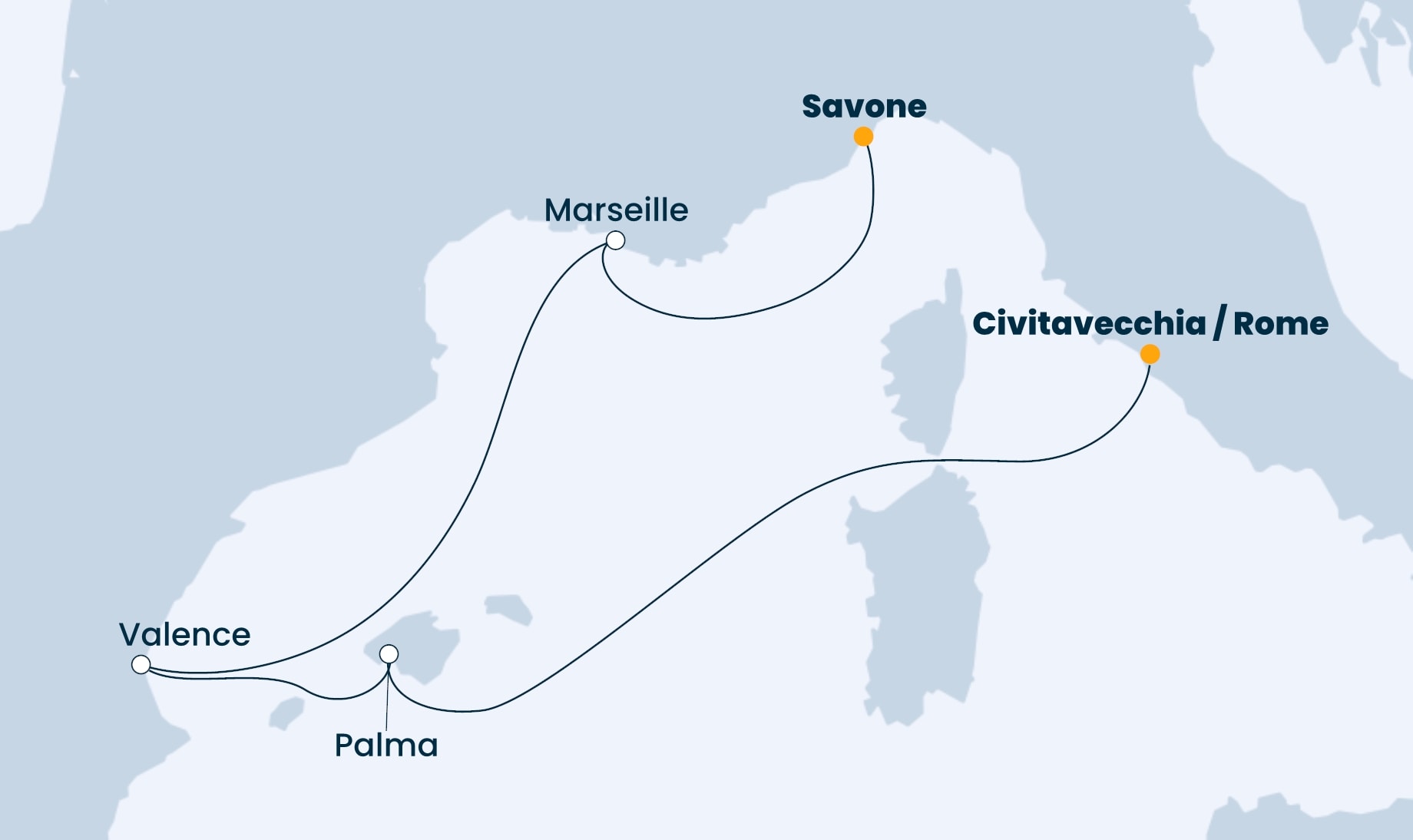 5 Night Mediterranean Cruise On Costa Diadema Departing From Civitavecchia Rome itinerary map