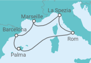 7 Night Mediterranean Cruise On AIDAblu Departing From Palma de Mallorca itinerary map