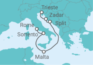 7 Night Mediterranean Cruise On Queen Victoria Departing From Trieste itinerary map