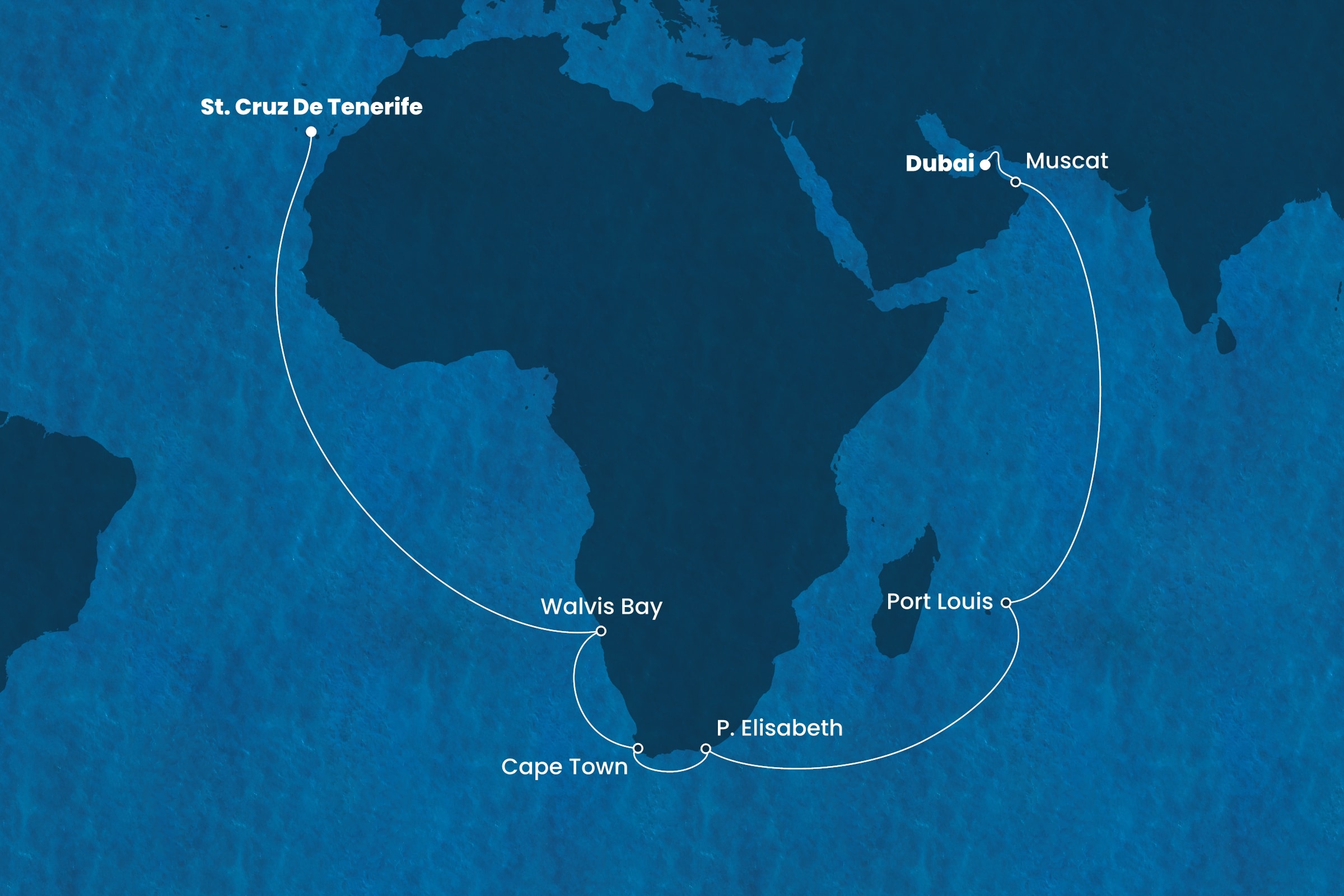 30 Night Repositioning Cruise On Costa Smeralda Departing From Santa Cruz (Tenerife) itinerary map