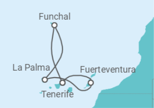 7 Night Canary Islands Cruise On Azura Departing From Santa Cruz (Tenerife) itinerary map