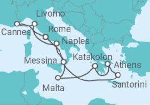 10 Night Mediterranean Cruise On Norwegian Breakaway Departing From Civitavecchia Rome itinerary map