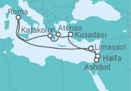 12 Night Eastern Mediterranean Cruise On Celebrity Apex Departing From Civitavecchia Rome itinerary map