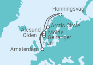 12 Night Norwegian Fjords Cruise On Jewel of the Seas Departing From Amsterdam itinerary map