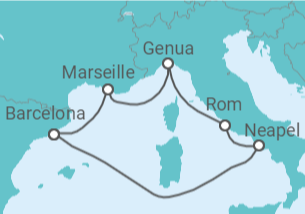 6 Night Mediterranean Cruise On Costa Smeralda Departing From Barcelona itinerary map