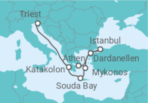 7 Night Greek Islands Cruise On Oosterdam Departing From Piraeus(Athens) itinerary map