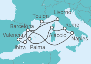 14 Night Mediterranean Cruise On Queen Elizabeth Departing From Barcelona itinerary map