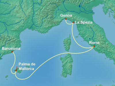 5 Night Mediterranean Cruise On MSC Seaview Departing From Genoa itinerary map