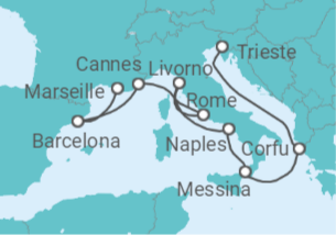 11 Night Mediterranean Cruise On Norwegian Epic Departing From Marseille itinerary map