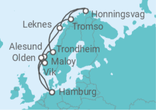 14 Night Norwegian Fjords Cruise On Costa Favolosa Departing From Hamburg itinerary map