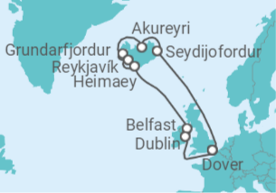 12 Night Iceland Cruise On Carnival Legend Departing From Dover itinerary map