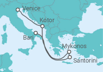 6 Night Greek Islands Cruise On MSC Sinfonia Departing From Venice itinerary map