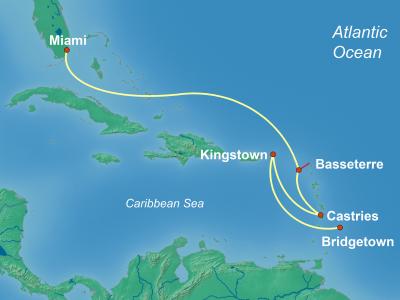 6 Night Caribbean Cruise On Rhapsody of the Seas Departing From Bridgetown Barbados itinerary map