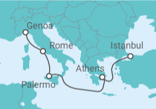 6 Night Mediterranean Cruise On MSC Poesia Departing From Istanbul itinerary map