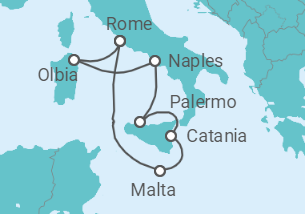 7 Night Mediterranean Cruise On AIDAblu Departing From Civitavecchia Rome itinerary map