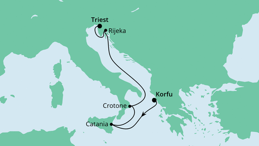 7 Night Mediterranean Cruise On AIDAblu Departing From Kerkyra Corfu itinerary map