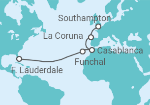 14 Night Transatlantic Cruise On Sky Princess Departing From Fort Lauderdale itinerary map