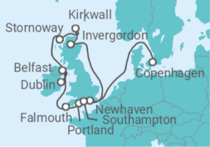 10 Night British Isles Cruise On Norwegian Dawn Departing From Copenhagen itinerary map