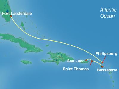 6 Night Caribbean Cruise on Celebrity Millennium Departing San Juan itinerary map