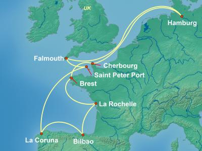 11 Night Bay of Biscay Cruise On MSC Preziosa Departing From Hamburg itinerary map