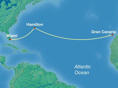 11 Night Transatlantic Cruise On Azamara Onward Departing From Miami itinerary map