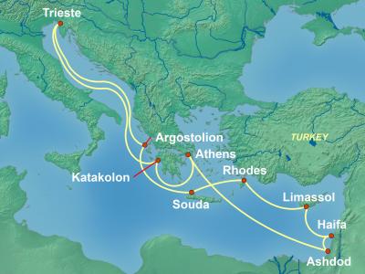 12 Night Eastern Mediterranean Cruise On Oosterdam Departing From Trieste itinerary map