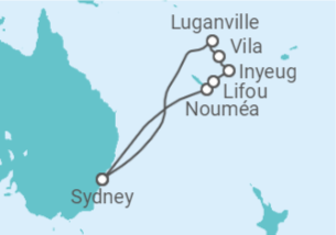 11 Night South Pacific Cruise On Crown Princess Departing From Sydney itinerary map