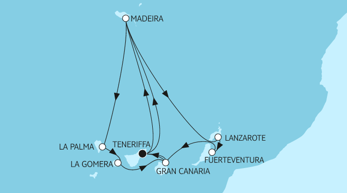 14 Night Canary Islands Cruise On Mein Schiff Herz Departing From Santa Cruz (Tenerife) itinerary map