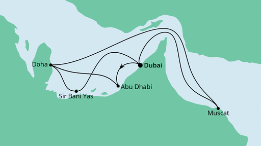 14 Night Middle East Cruise On AIDAcosma Departing From Dubai itinerary map