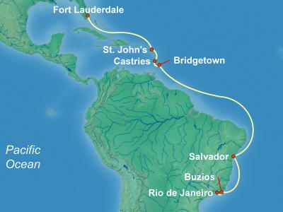 14 Night Repositioning Cruise On Celebrity Infinity Departing From Fort Lauderdale itinerary map
