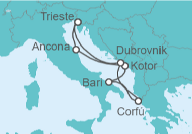 7 Night Eastern Mediterranean Cruise On MSC Fantasia Departing From Trieste itinerary map