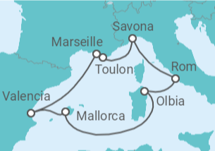 7 Night Mediterranean Cruise On Costa Pacifica Departing From Toulon itinerary map
