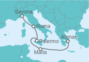5 Night Mediterranean Cruise On Costa Fortuna Departing From Savona itinerary map
