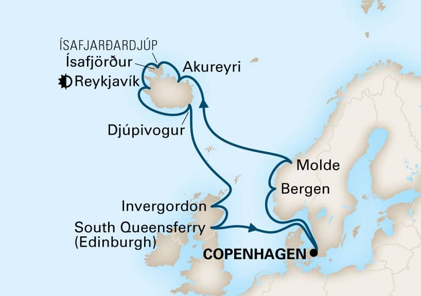 14 Night Northern Europe Cruise On Nieuw Statendam Departing From Copenhagen itinerary map
