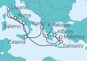 10 Night Greek Islands Cruise On Norwegian Breakaway Departing From Civitavecchia Rome itinerary map