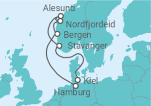 7 Night Norwegian Fjords Cruise On AIDAnova Departing From Hamburg itinerary map