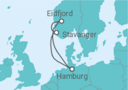 5 Night Norwegian Fjords Cruise On AIDAsol Departing From Hamburg itinerary map