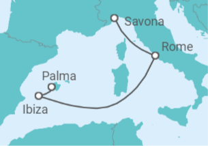 4 Night Mediterranean Cruise On Costa Diadema Departing From Savona itinerary map
