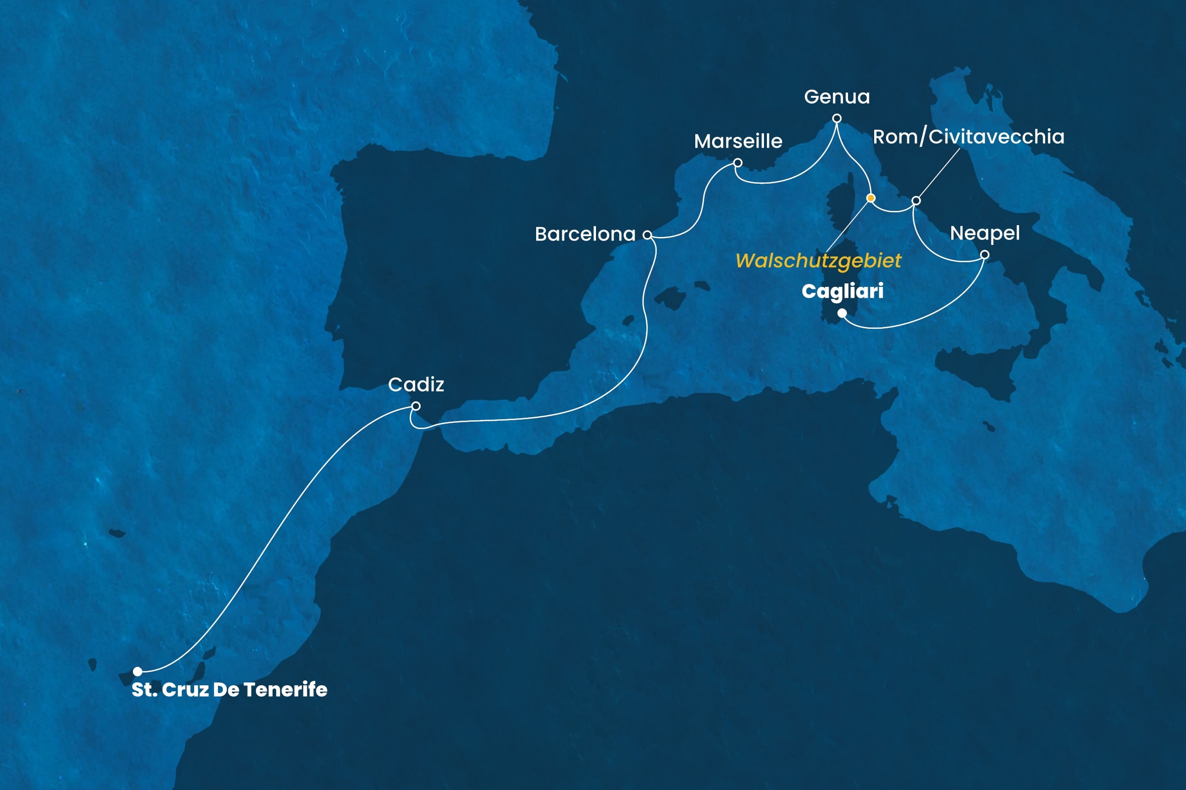 9 Night Mediterranean Cruise On Costa Smeralda Departing From Cagliari itinerary map