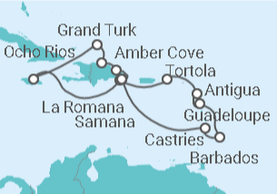 14 Night Caribbean Cruise On Costa Pacifica Departing From La Romana itinerary map
