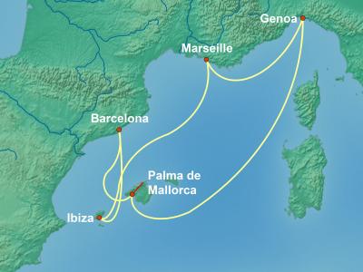 6 Night Mediterranean Cruise On MSC Orchestra Departing From Barcelona itinerary map
