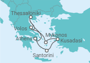 7 Night Greek Islands Cruise On Celebrity Infinity Departing From Piraeus(Athens) itinerary map