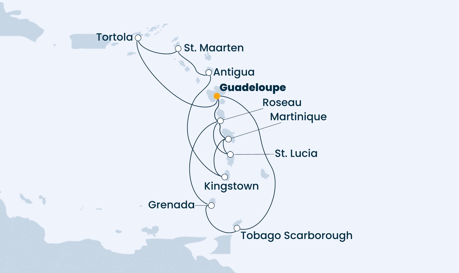 14 Night Caribbean Cruise On Costa Fascinosa Departing From Pointe-à-Pitre itinerary map